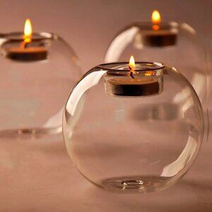 Europe Style Round Hollow Glass Tealight Holder – Crystal Transparent Wedding